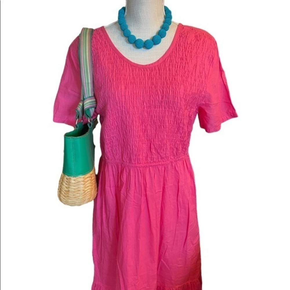 Phases hot pink short sleeve cotton dress‎ L